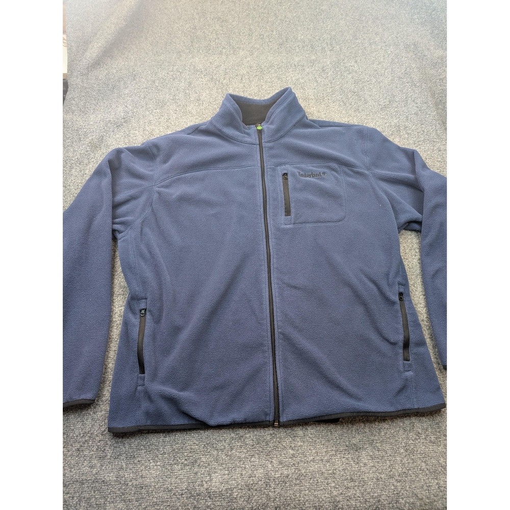 Timberland Jacket‎ Mens 2XL Blue Fleece Full Zip Stand Collar Pockets Outdoor